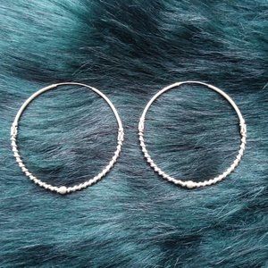 Sterling Silver Tribal Gypsy Boho Bellydance Bali Big Hoop Earrings